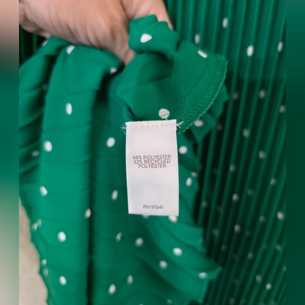 J Jill Green Polka Dot Pleated Dress - Picture 6 of 7